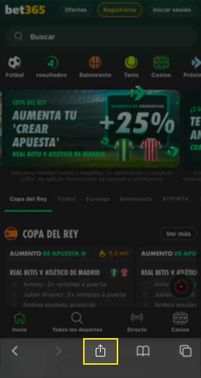 Abre el menú de compartir.